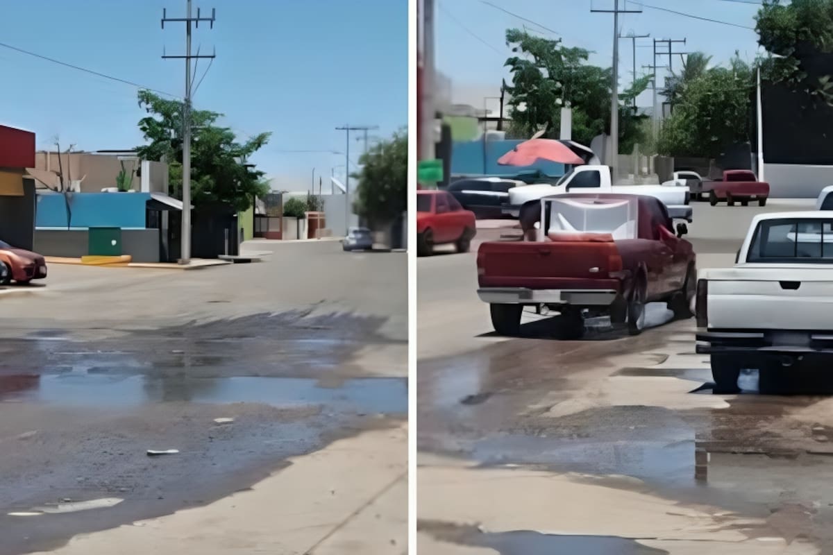 Vecinos denuncian fuga de agua potable en la colonia Palo Verde: tres días de derrame y calles afectadas