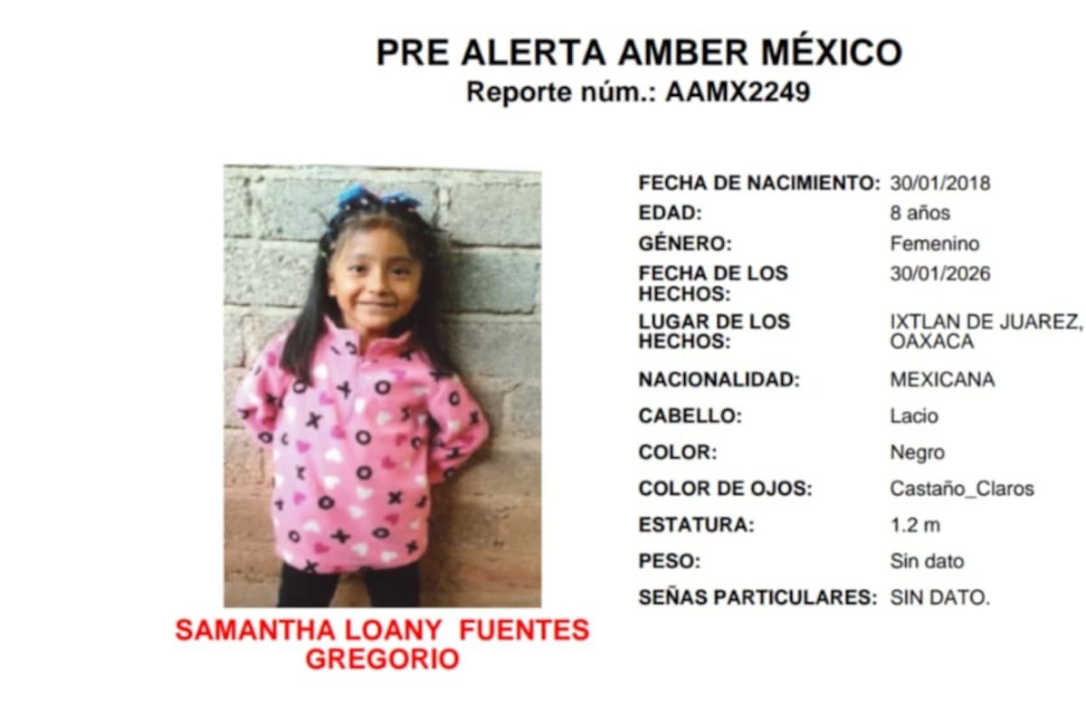 Buscan a Samantha Loany Fuentes Gregorio de 8 años