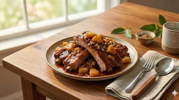 Costillas de cerdo dulces con piña