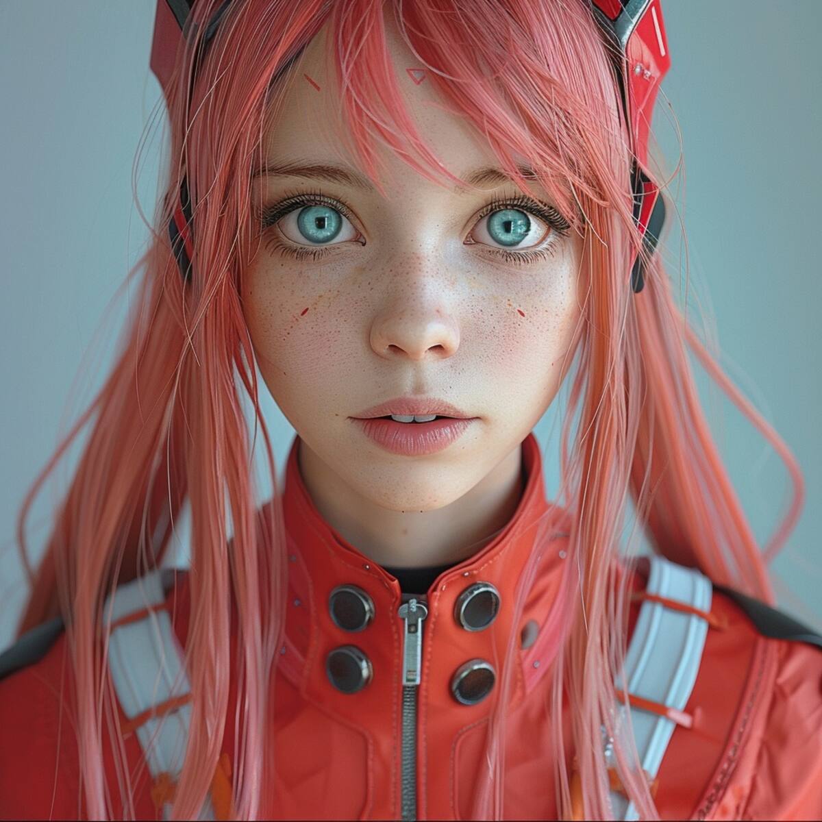 ¿Qué pasaría si Zero Two de Darling In The Franxx fuera una persona real? La Inteligencia Artificial de Midjourney nos lo muestra con esta increíble foto.