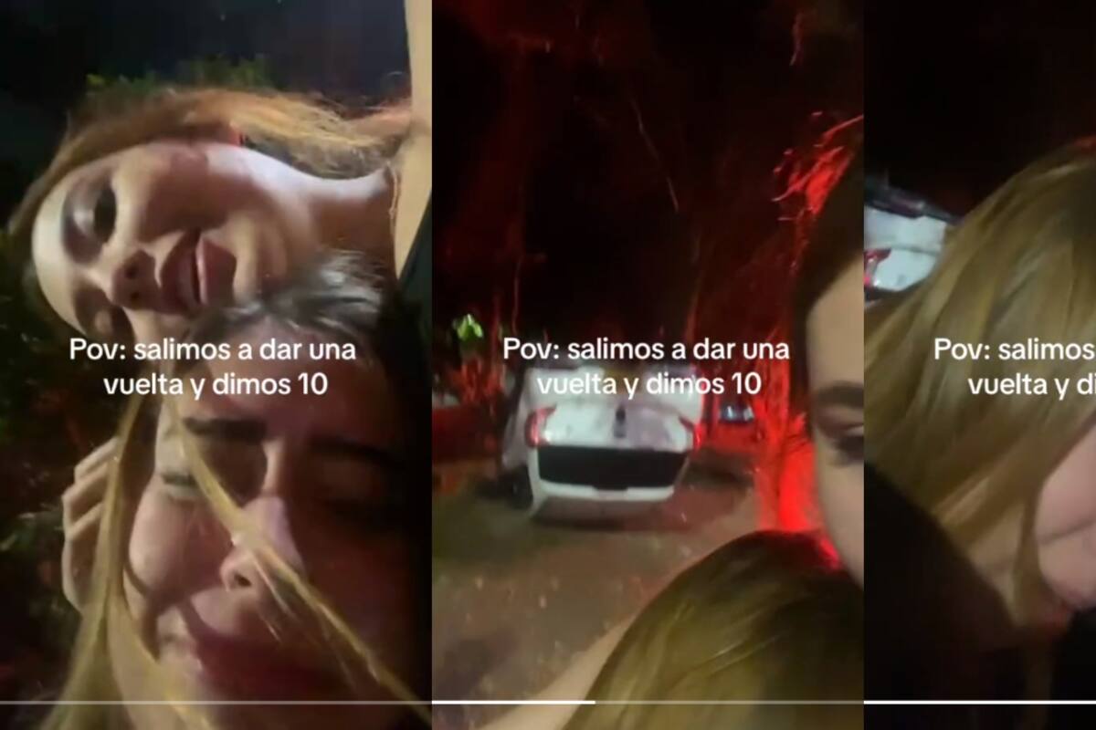 VIDEO: dos jóvenes sufren grave accidente automovilístico y graban un TikTok justo después de salir del coche volcado