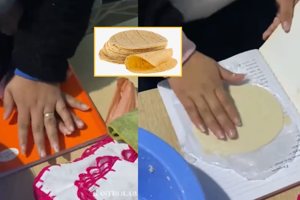Mujeres se vuelven virales por hacer tortillas con un cuaderno ante la falta de una prensa