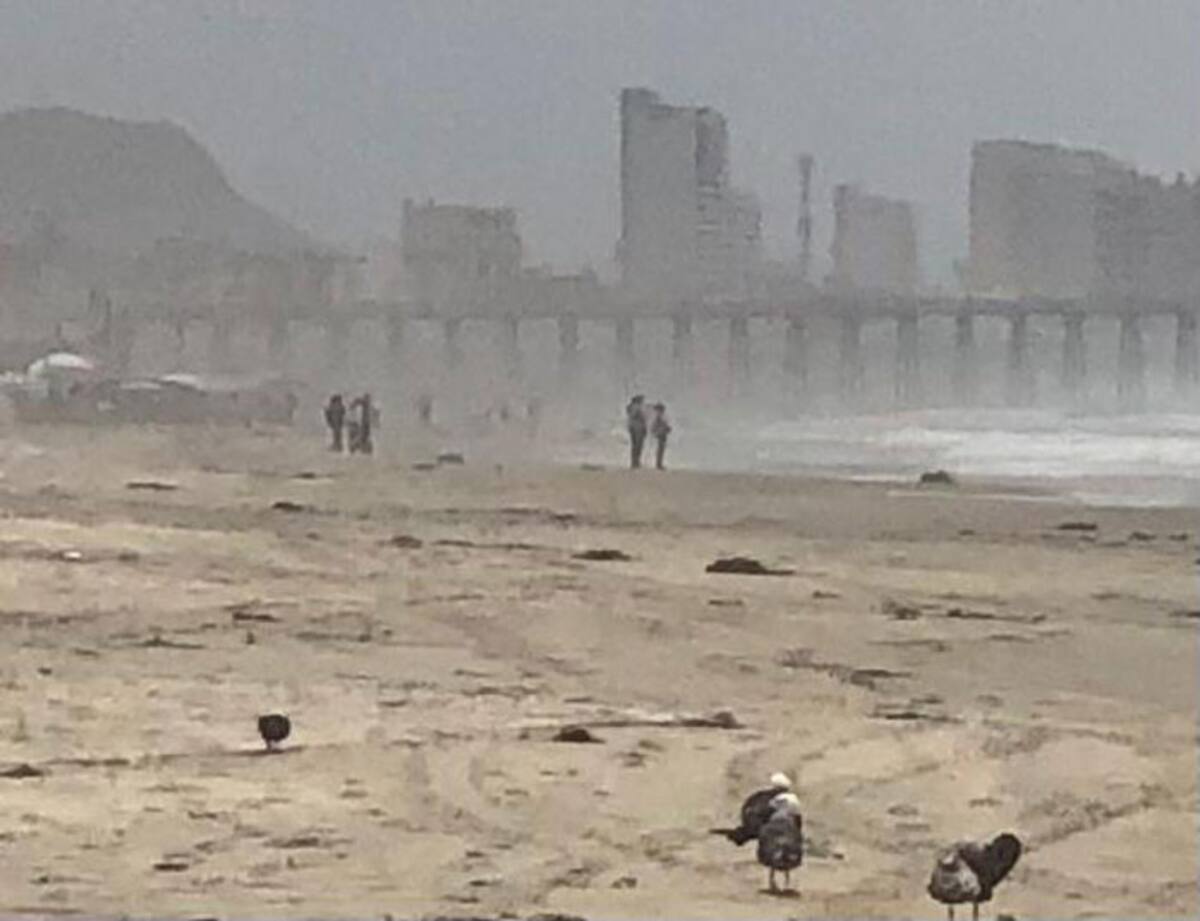 Así lució la playa centro de Rosarito este lunes.