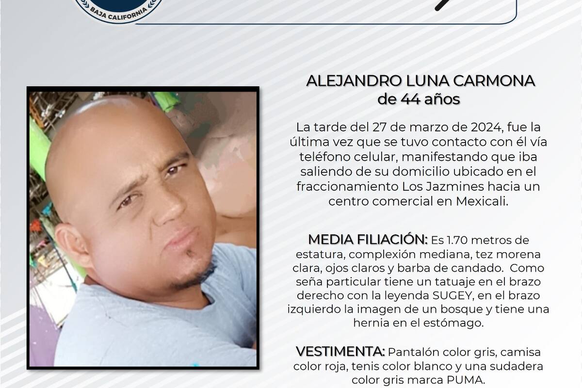 Solicitan apoyo para localizar a Alejandro Luna Carmona