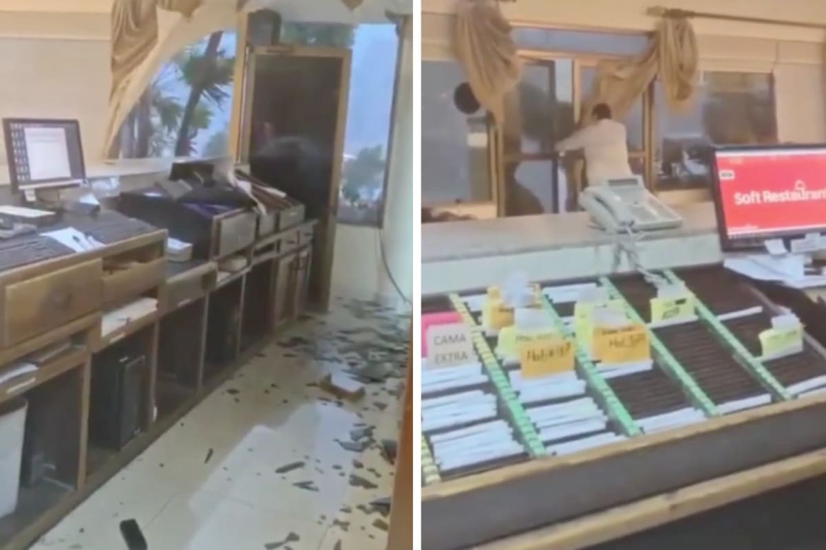 Fuerte tormenta causa caos en el Hotel San Ángel en Hermosillo: recepcionista graba el momento