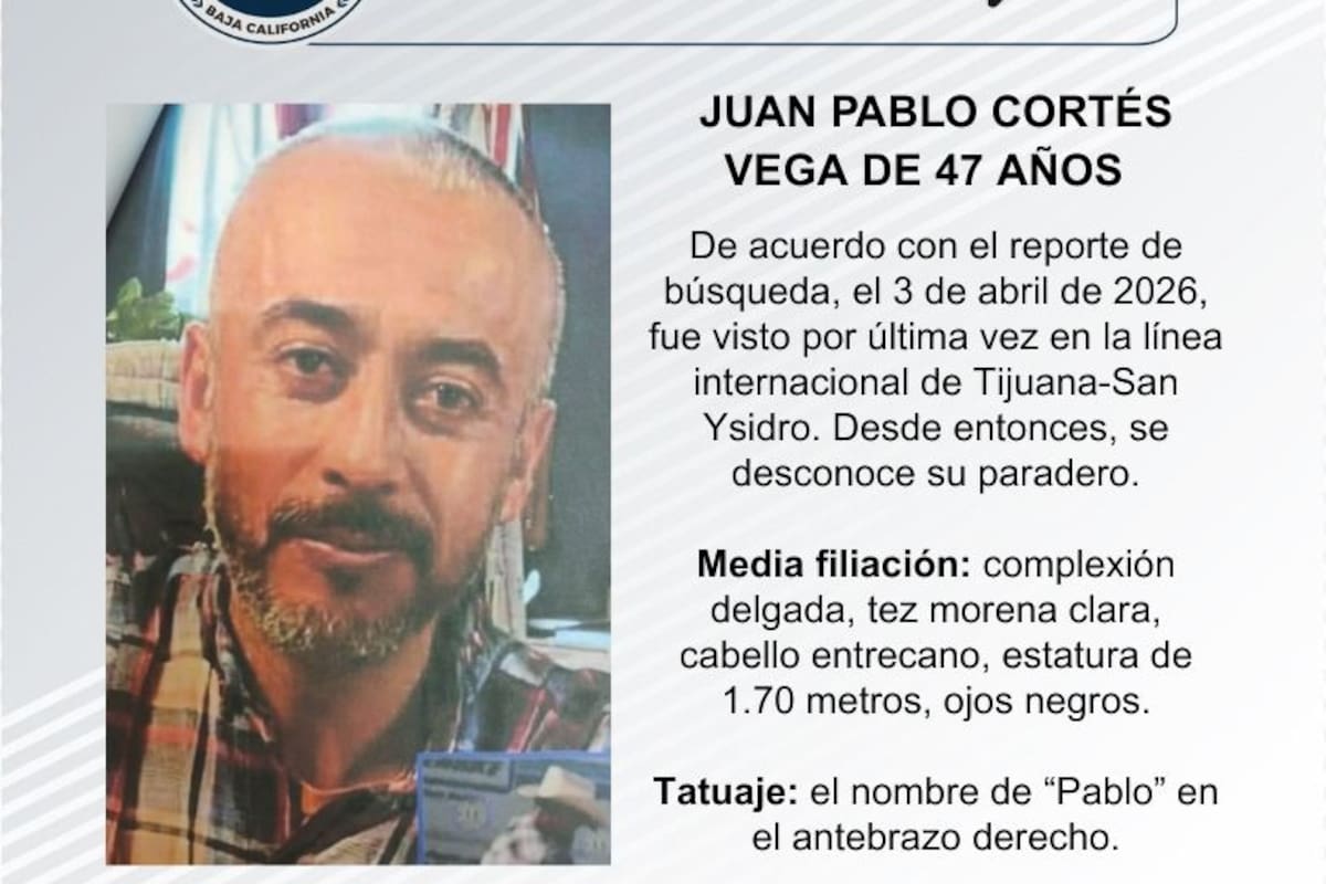 Se busca a Juan Pablo Cortés Vega de 47 años de edad