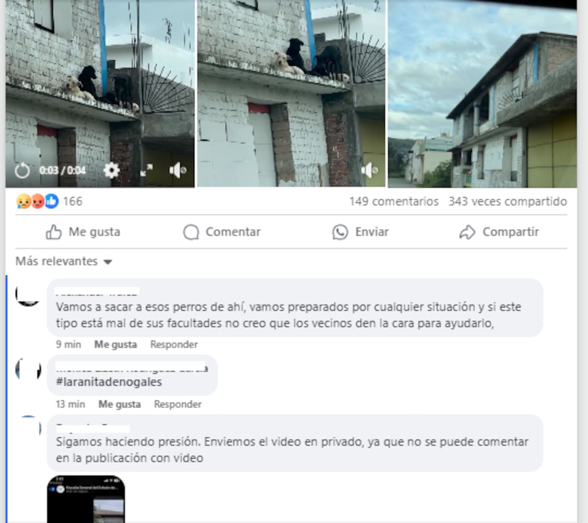 Capturas de pantalla del post original en Facebook.