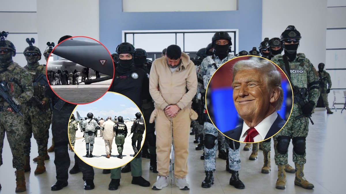 Vestidos con uniformes color café y bajo un fuerte dispositivo de seguridad, las primeras imágenes muestran el momento en que los 26 reclusos fueron entregados a autoridades estadounidenses. Foto: Especial