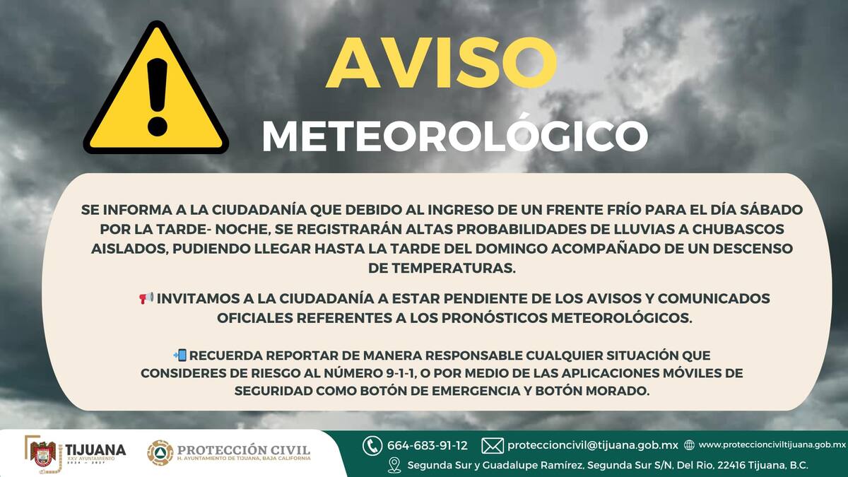 Aviso meteorológico de Protección Civil Municipal.