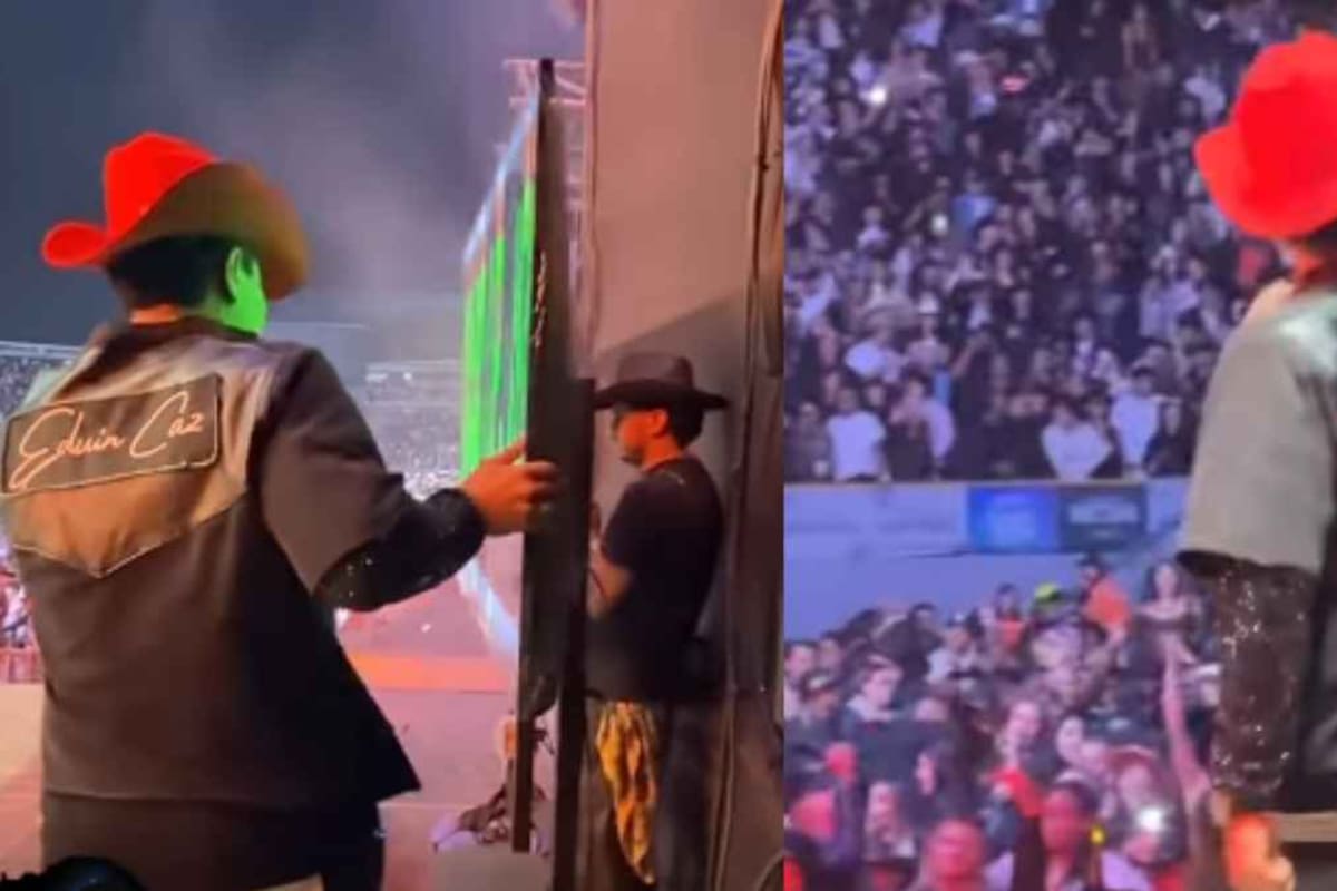 Eduin Caz rompe pantalla con botella en pleno concierto y se disculpa: “Mándenme a dónde deposito lo de la tele”