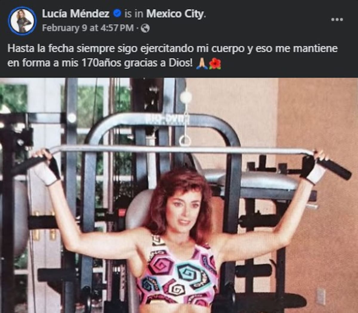 Lucía Méndez escribe que tiene "170 años" / Facebook: luciamendezof
