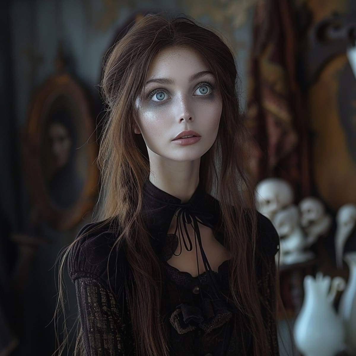 Sally, la muñeca de trapo que se enamoró de Jack Skellington, tenía una apariencia humana antes de morir. Esta es la imagen que creó la IA de Midjourney, basándose en la descripción del libro oficial de la película.