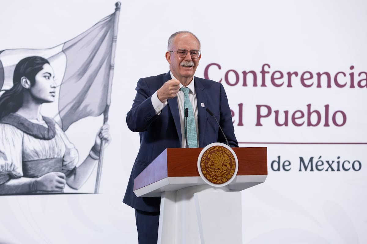 Julio Berdegué Sacristán, secretario de Agricultura y Desarrollo Rural (Sader), en la "Conferencia del Pueblo" de Claudia Sheinbaum, el 13 de mayo del 2025. | Crédito: Presidencia