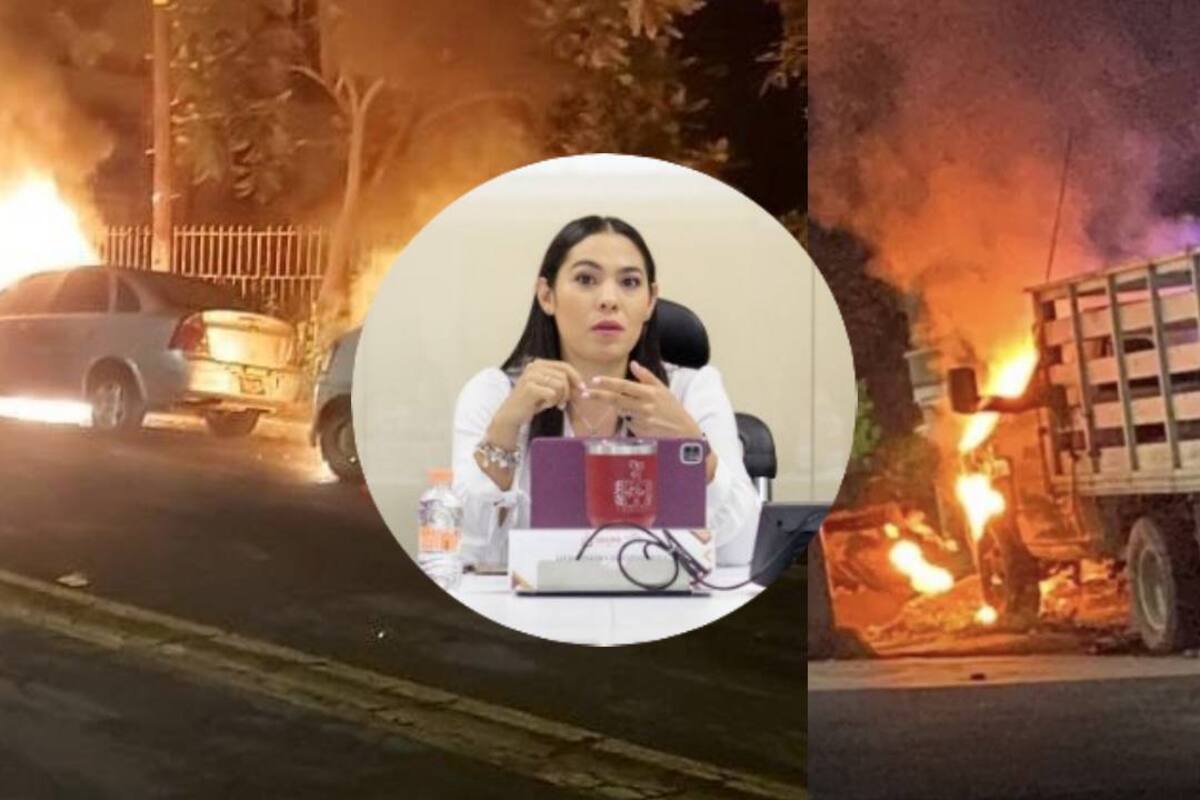 Colima: Indira Vizcaíno reporta detenidos por incendio de vehículos y violencia tras arresto de "La Vaca"