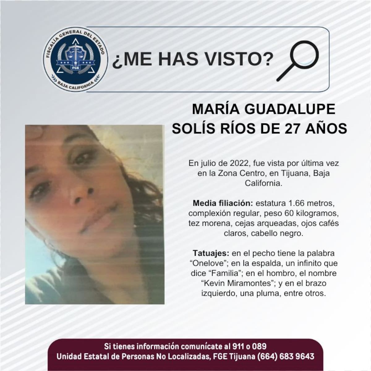 María Guadalupe Solís Ríos fue vista por última vez en julio de 2022.
