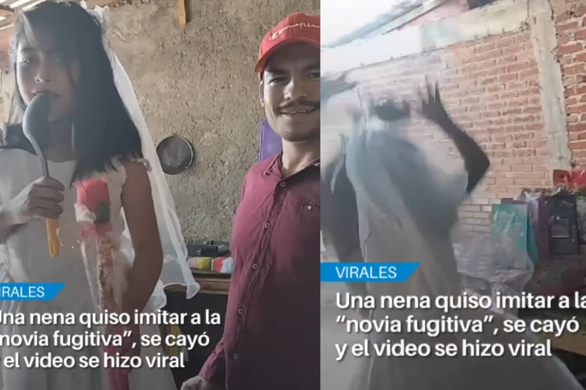 Niña intenta parodiar a la novia del “No acepto”, pero se cae y termina llorando