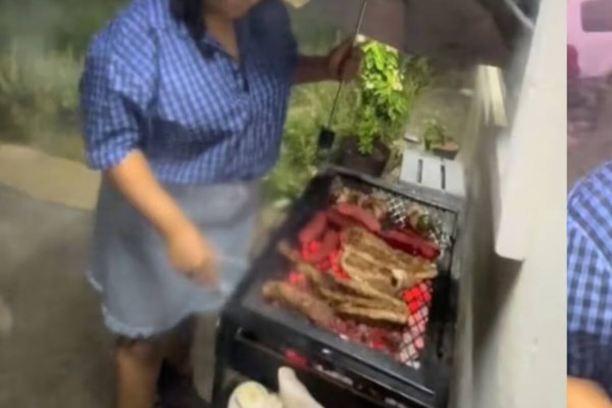 VIDEO: Mamá de Monterrey no deja que la lluvia arruine su carne asada