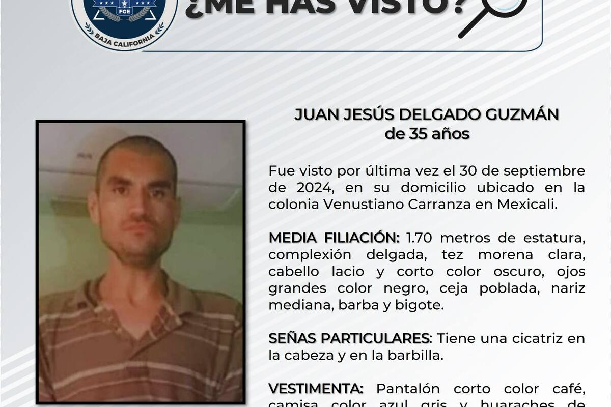 Se solicita ayuda para localizar a Juan Jesús Delgado Guzmán