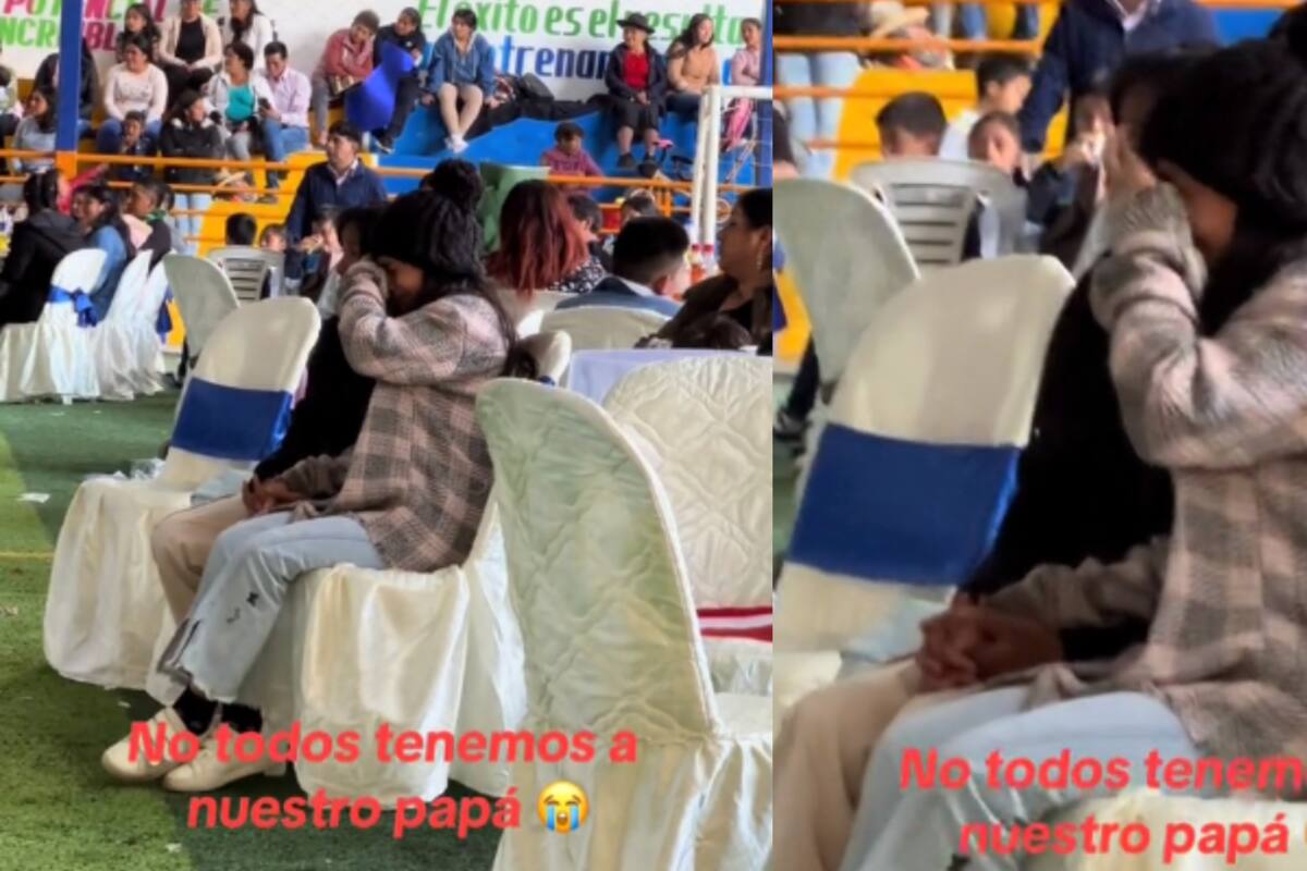 Niñas rompen en llanto en el festival del Día del Padre en su escuela por no tener papá | VIDEO
