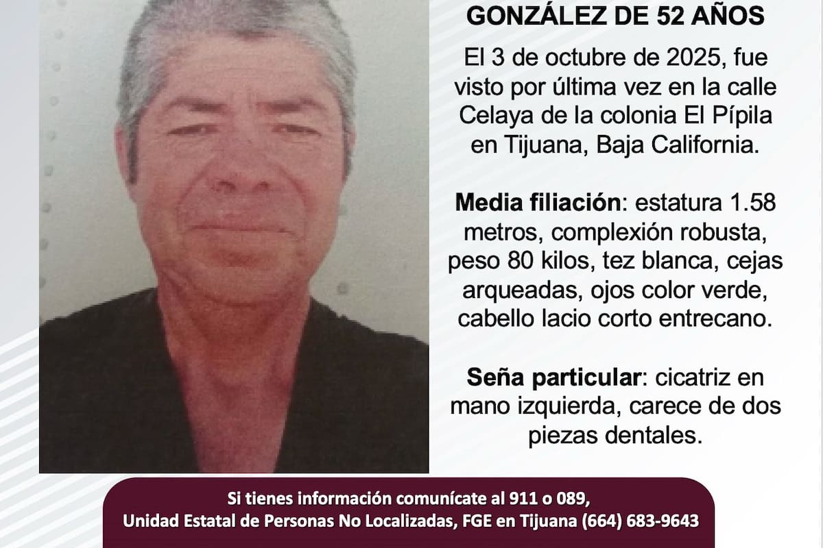 Se busca a Jorge Osvaldo Ary Sandoval González de 52 años