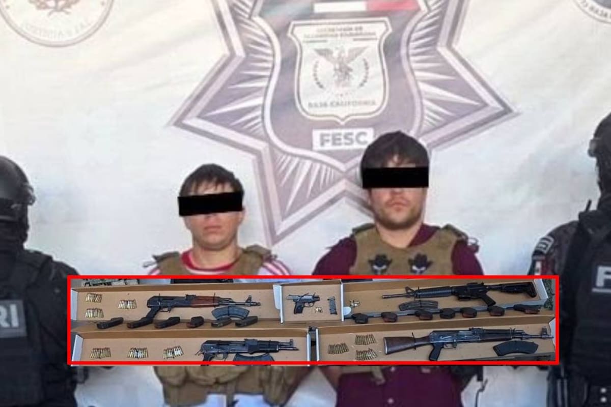 Capturan a dos con armamento, chalecos balísticos y “ponchallantas” en La Rumorosa