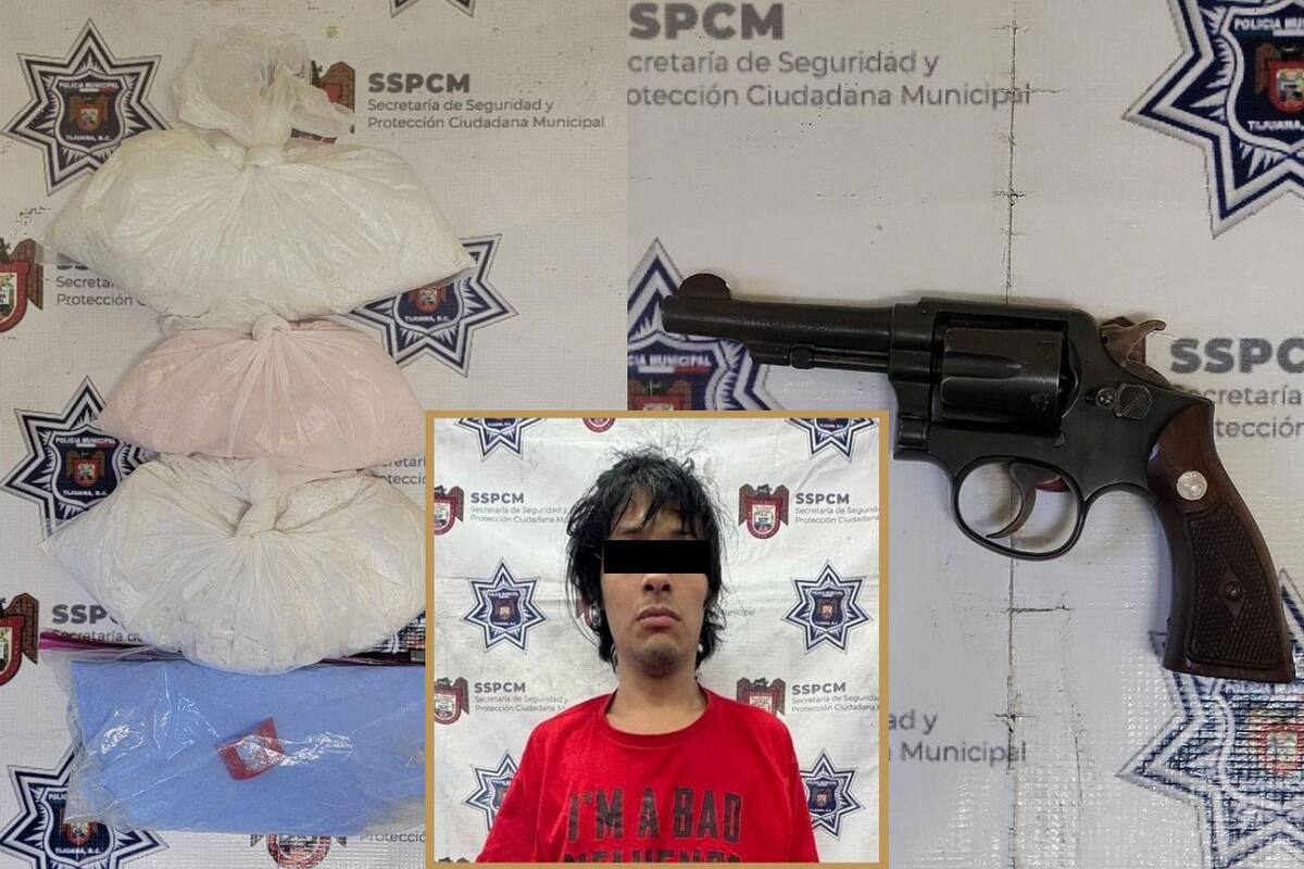 Capturan a sujeto armado y con droga en la Zona Centro de Tijuana