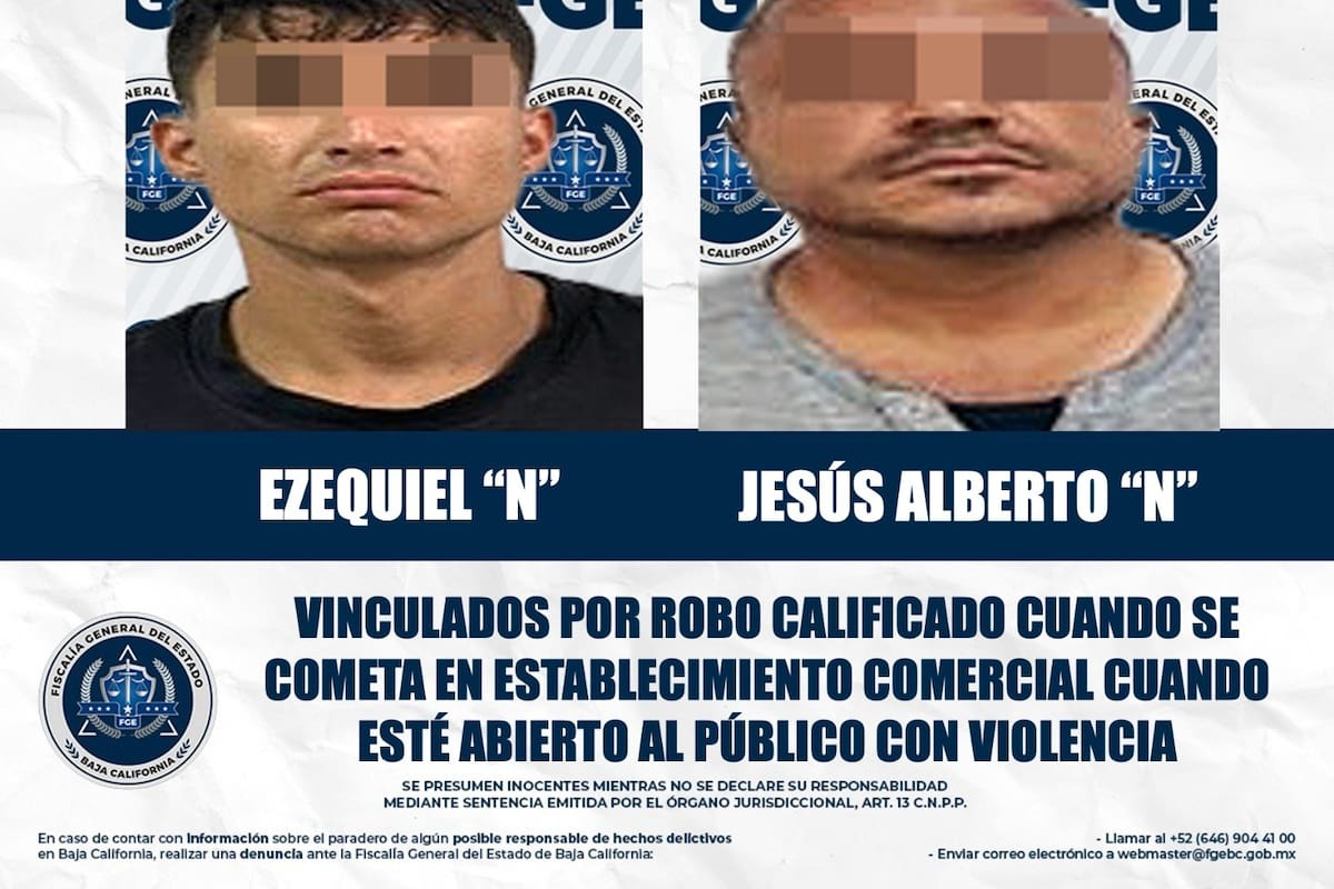 Vinculan a proceso a dos hombres por robos con violencia en comercios de Mexicali