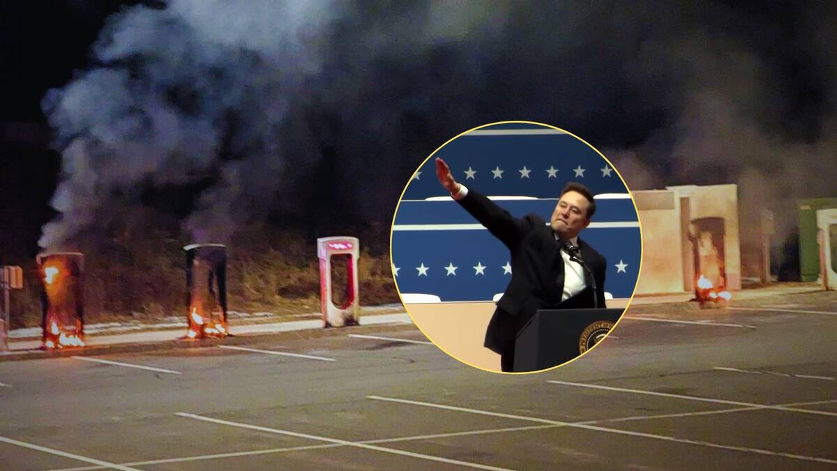 Incendian estaciones de carga de Tesla en Massachusetts en medio de protestas contra Elon Musk. Foto: Especial (EFE/Captura de video de X)