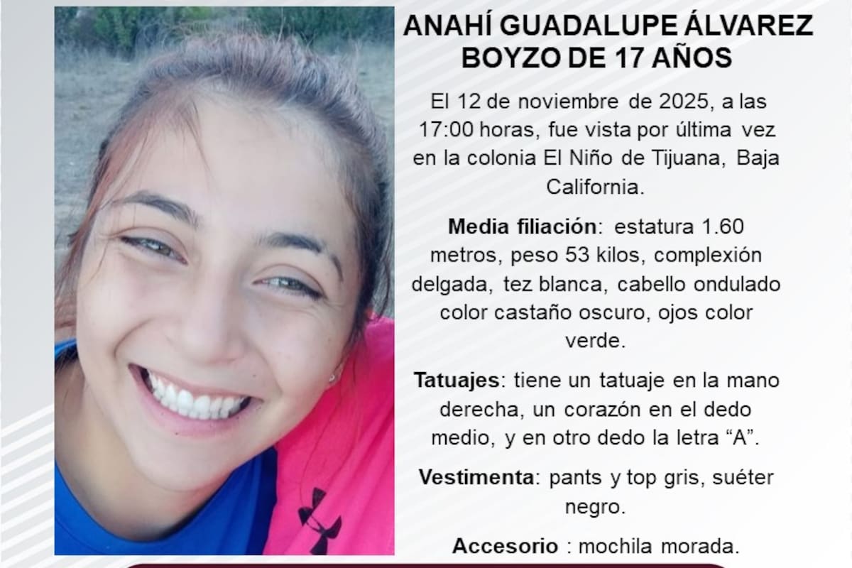 Se busca a Anahí Guadalupe Álvarez Boyzo de 17 años de edad