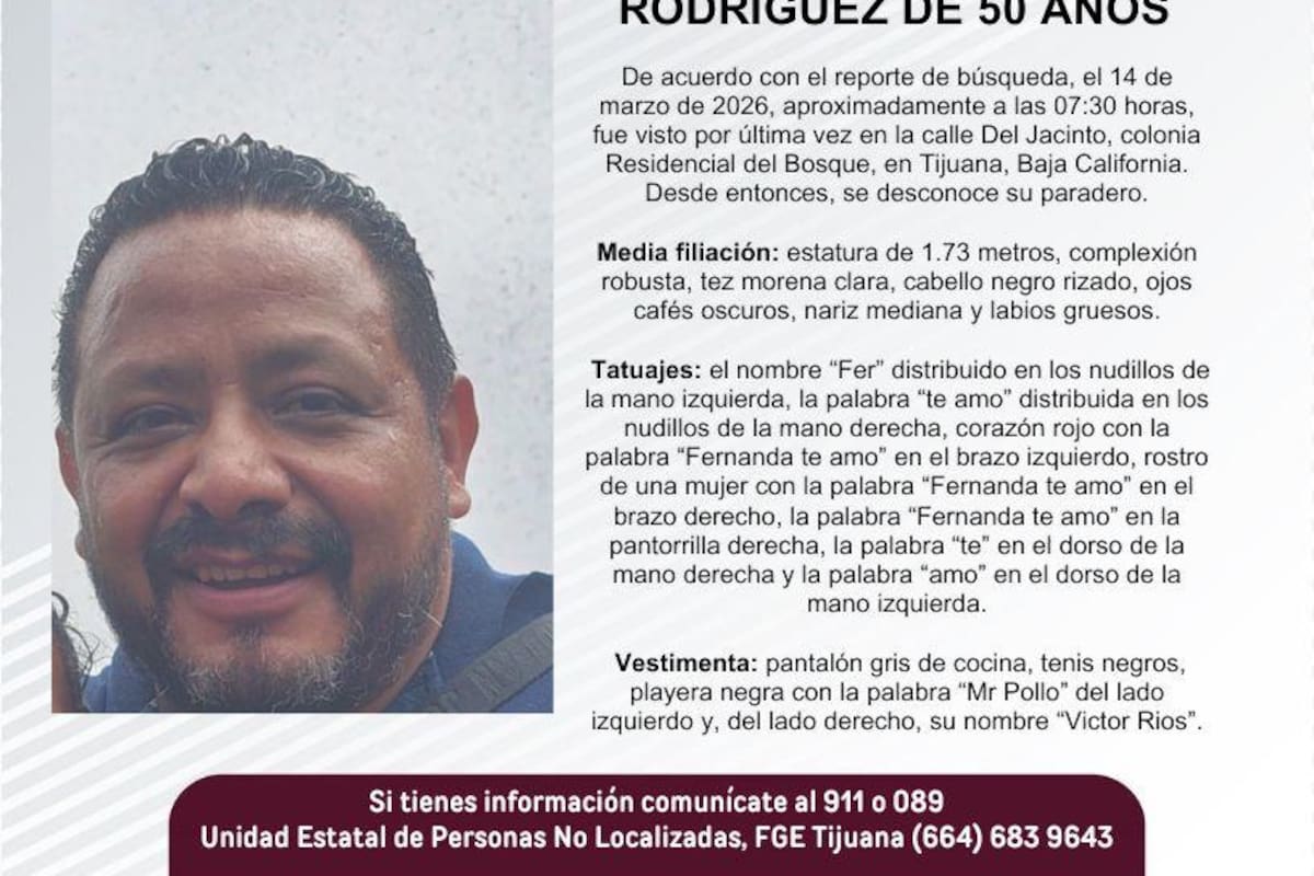 Se busca a Víctor Ríos Rodríguez de 50 años