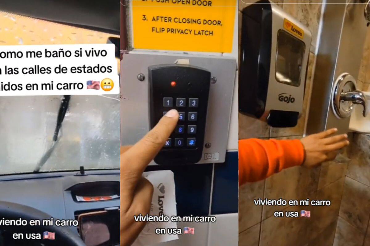 Este hombre vive en su carro y muestra la forma en la que se baña en las gasolineras
