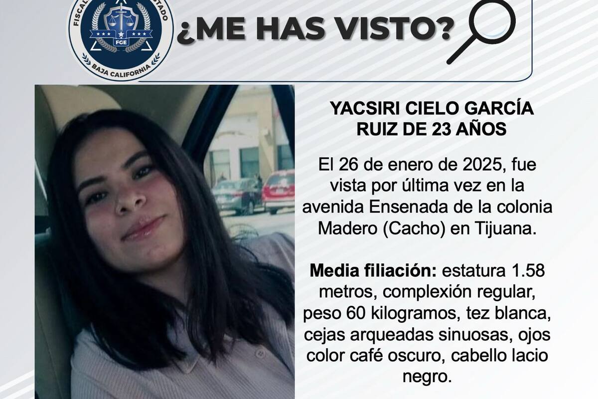 Se busca a Yacsiri Cielo García Ruiz de 23 de edad