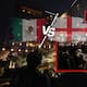 Afición mexicana sí llegó con tambora y pirotecnia al hotel de Inglaterra pese al blindaje, pero la policía terminó por retirarla