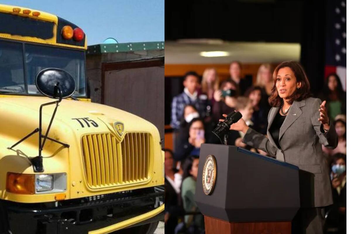 Kamala Harris anuncia mil millones de dólares para para autobuses escolares eléctricos