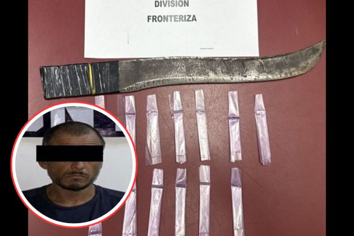 Aseguran a hombre con droga y machete en SLRC