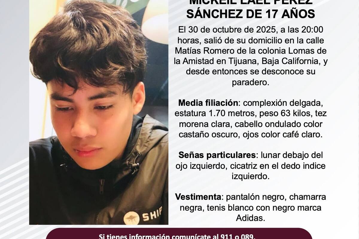 Se busca a Mickeil Lael Pérez Sánchez de 17 años