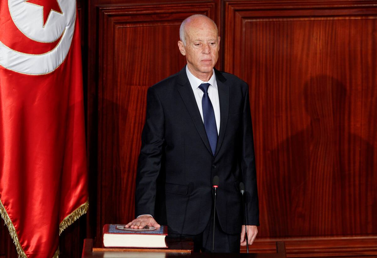 Imagen de archivo del presidente de Túnez, Kais Saied, jurando en Túnez, Túnez. 23 de octubre, 2019. REUTERS/Zoubeir Souissi/Archivo