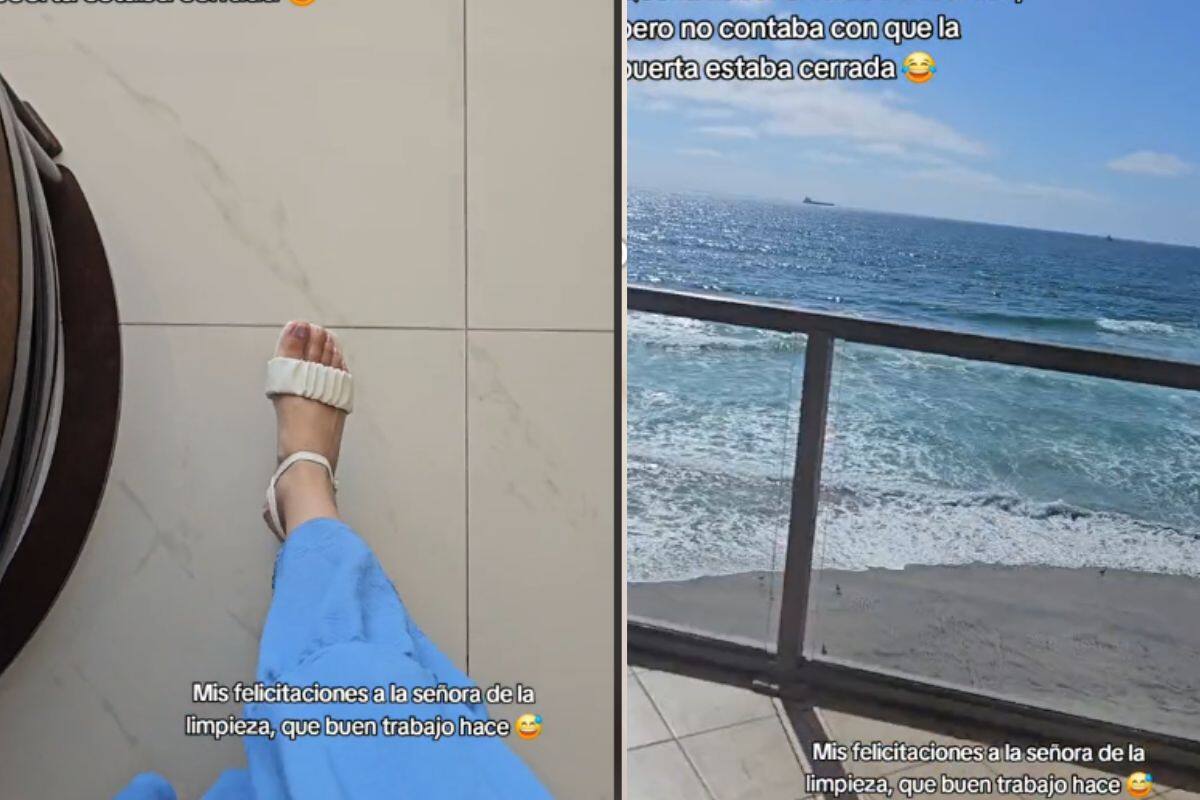 Mujer quería hacer un video aesthetic y termina golpéandose con el vidrio de la puerta