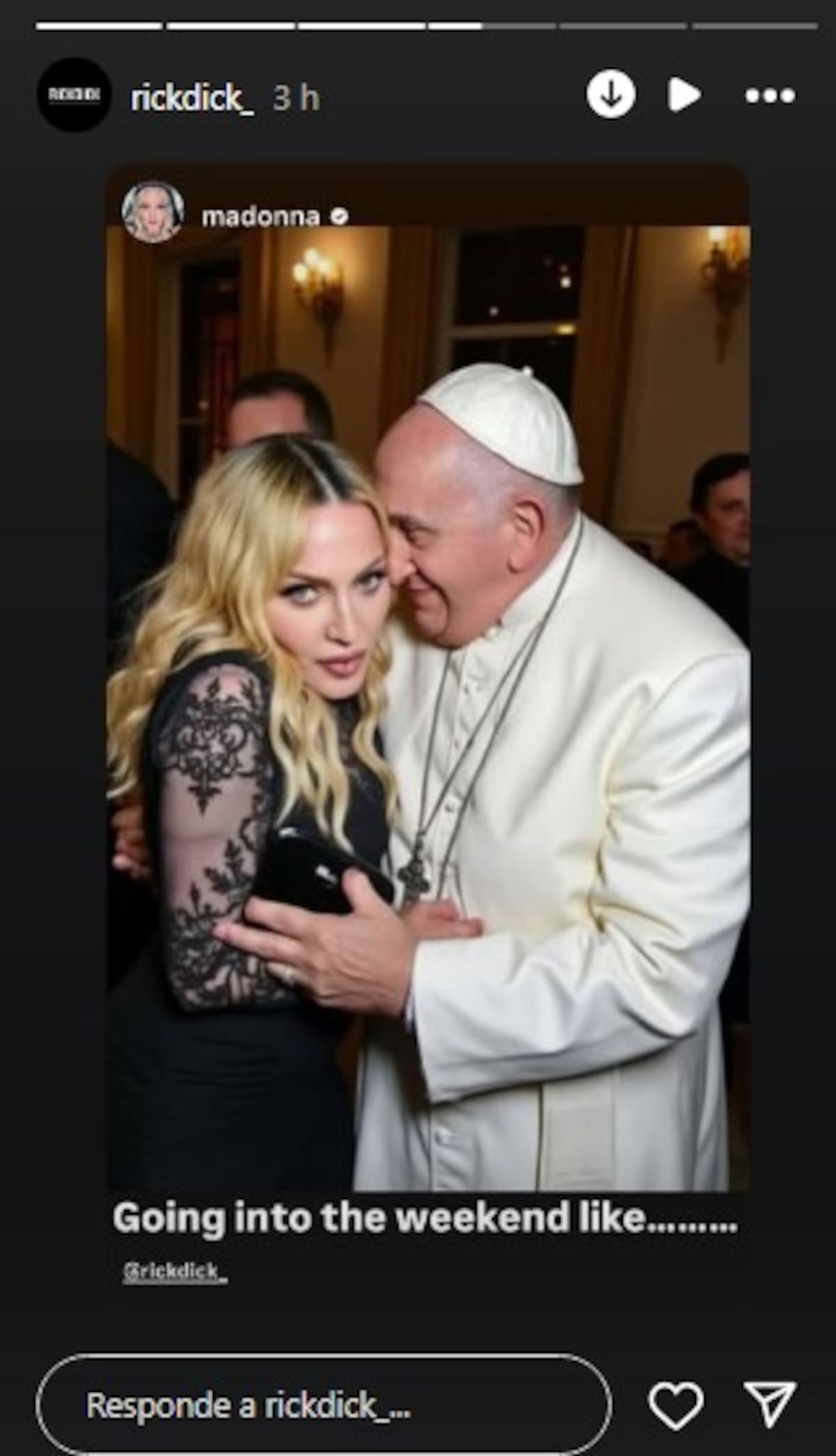 Madona comparte imágenes junto al Papa generadas por IA / Instagram: @madonna