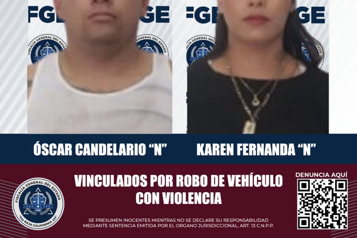 Pareja es vinculada a proceso por robo de auto con violencia