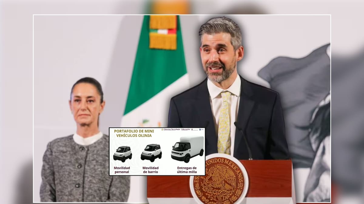 Presentan Olinia, auto eléctrico 100% mexicano. Foto: Especial (Presidencia)