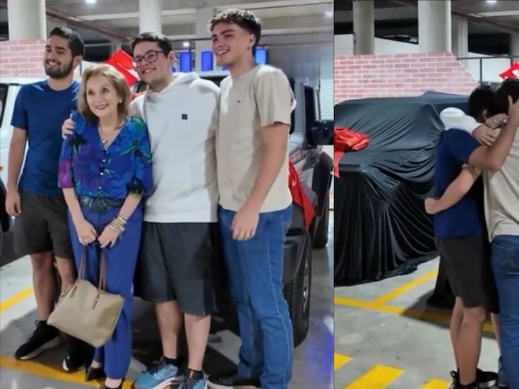 Abuelita se vuelve viral al regalarles tres camionetas a sus nietos por cumplir 18 años