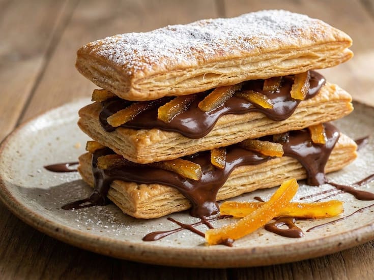 Milhojas de chocolate y naranja