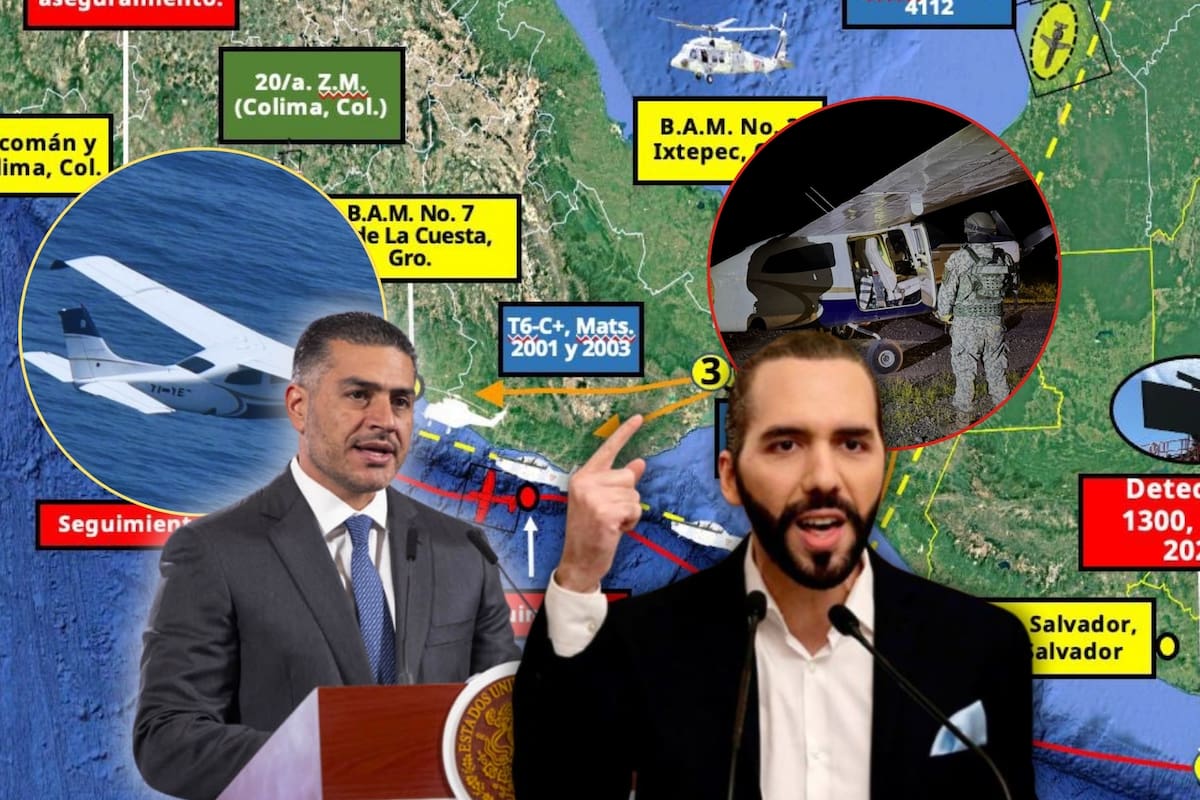 Omar García Harfuch y Bukele se enfrentan con diferentes versiones sobre el origen de la narcoavioneta: estos son los mapas de las rutas