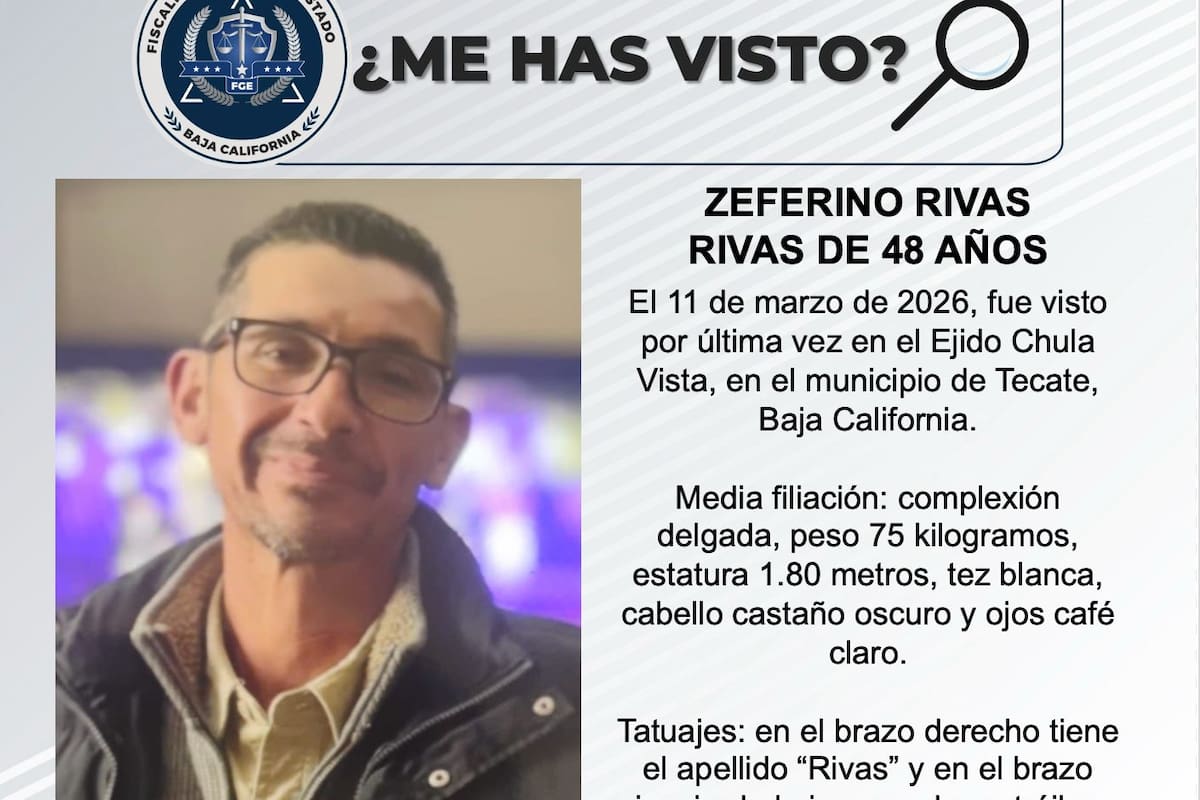 Se busca a Zeferino Rivas Rivas de 48 años