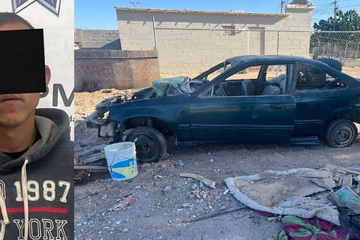 Sujeto es sorprendido desmantelando un auto robado en Lomas Altas