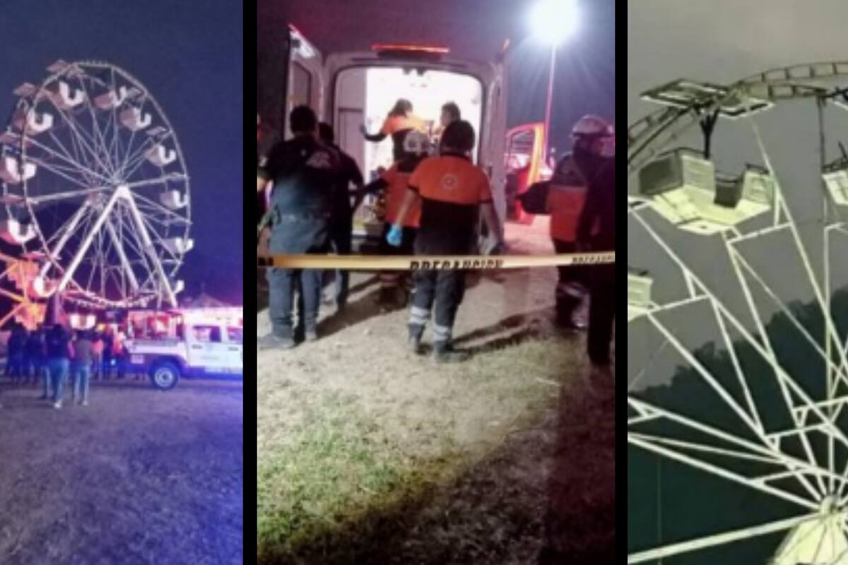 Padre e hijo salen volando y caen desde lo más alto de una rueda de la fortuna en Veracruz