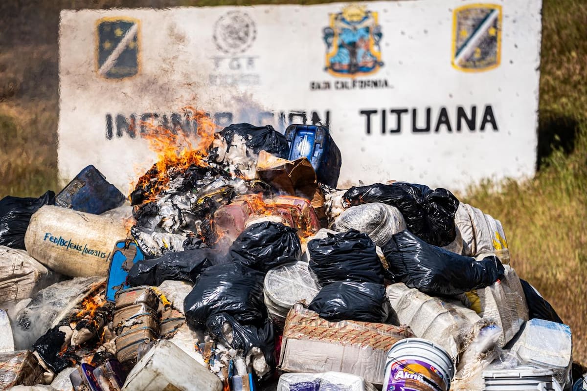 Incineran en Tijuana casi cinco toneladas de droga asegurada en operativos en Baja California