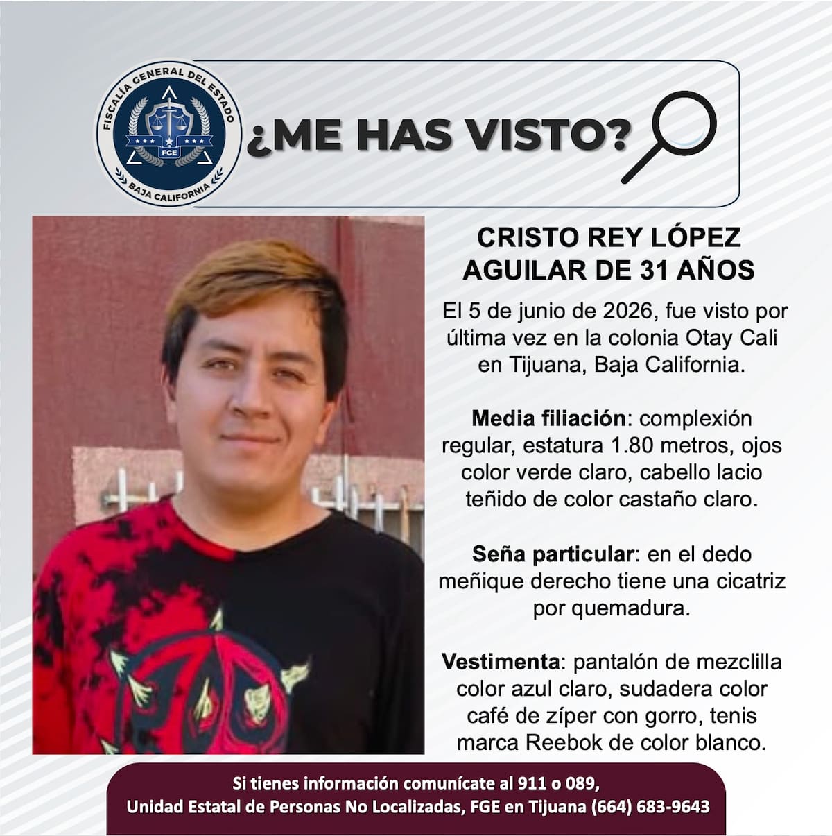Fue visto por última vez el 5 de junio de 2026.