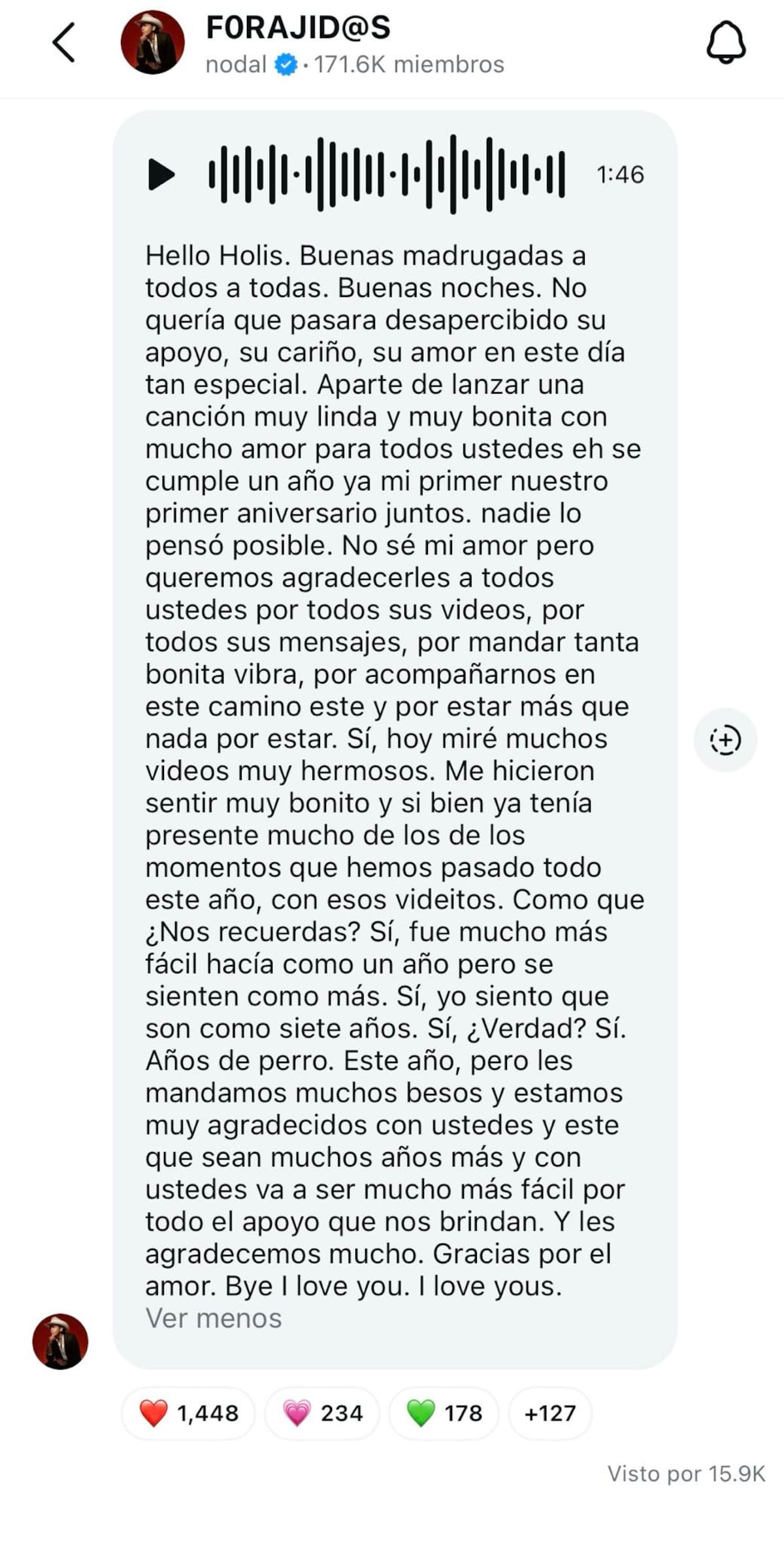 Christian Nodal agradece el apoyo a sus fans | Captura de pantalla